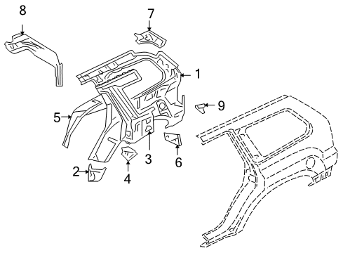 2011 Mitsubishi Endeavor Inner Structure - Quarter Panel
