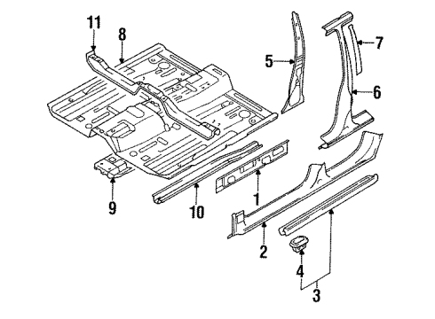 1996 Mitsubishi Mirage Center Pillar & Rocker