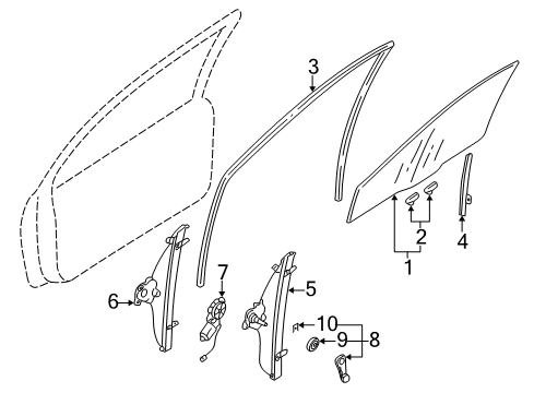 2002 Mitsubishi Lancer Window Regulator, Driver Side Diagram for MR991325