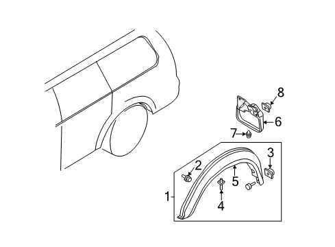 2004 Mitsubishi Montero Sport Exterior Trim - Quarter Panel