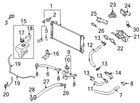 2015 Mitsubishi Lancer Radiator & Components Diagram 2