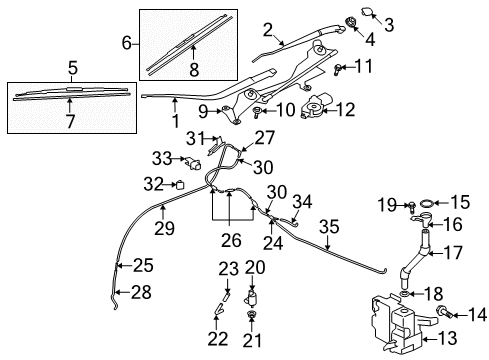 2007 Mitsubishi Outlander Wiper Blade Insert Diagram for MR300008