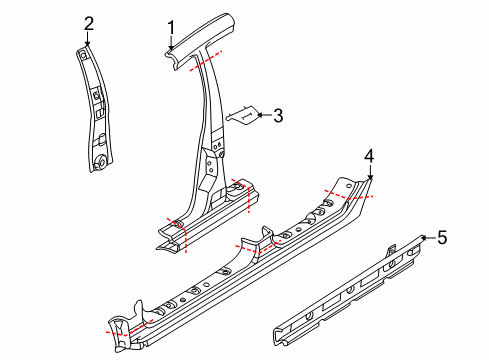 2004 Mitsubishi Lancer Inner Rocker, Passenger Side Diagram for MN186362