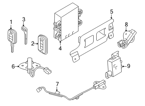 2017 Mitsubishi Mirage Keyless Entry Components