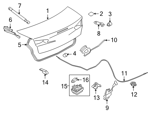 2008 Mitsubishi Lancer Trunk Lid & Components Diagram 2
