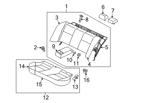 2011 Mitsubishi Lancer Rear Seat Components Diagram 5