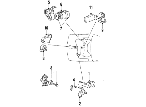 1994 Mitsubishi Eclipse Engine & Trans Mounting Diagram 2