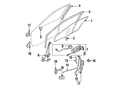 1994 Mitsubishi Diamante Glass - Door Diagram 2