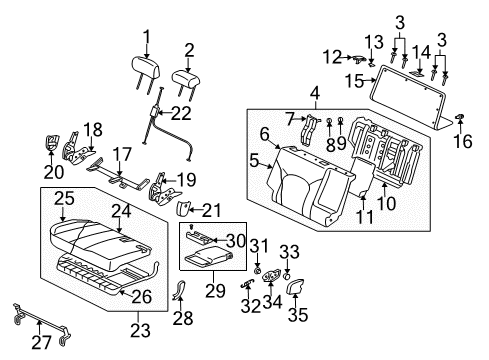 2011 Mitsubishi Endeavor Rear Seat Components Diagram 2
