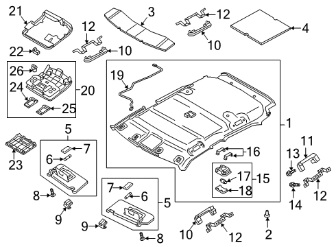 2023 Mitsubishi Eclipse Cross Sunvisor, Passenger Side Diagram for 7620B280HA