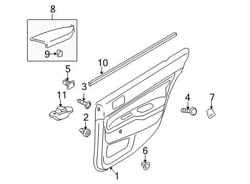 2008 Mitsubishi Lancer Interior Trim - Rear Door Diagram 2