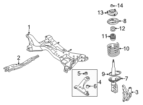 2006 Mitsubishi Lancer Front Suspension Components Diagram 4