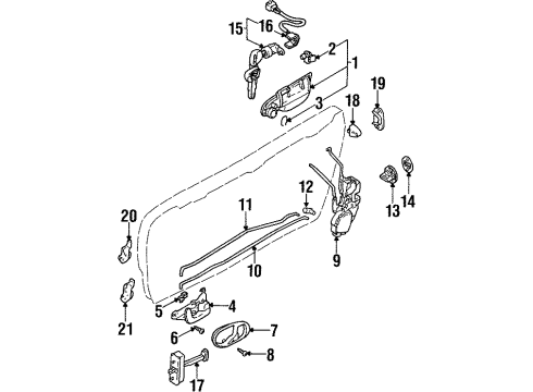 1996 Mitsubishi Eclipse Lower Hinge Diagram for MB517722