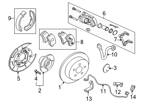 2005 Mitsubishi Outlander Caliper Assembly, Driver Side Diagram for MR955065