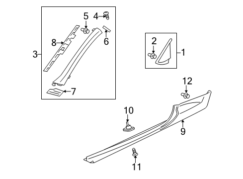 2007 Mitsubishi Eclipse Rocker Molding Clip Diagram for MR574627