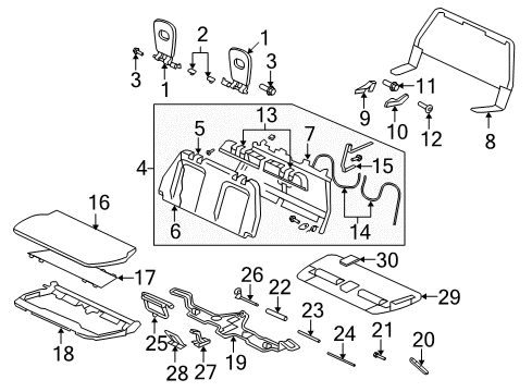 2009 Mitsubishi Outlander Rear Seat Components Diagram 3