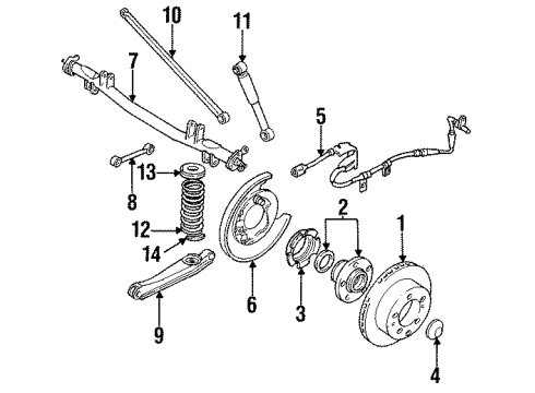 1994 Mitsubishi Diamante Rear Suspension Components Diagram 4