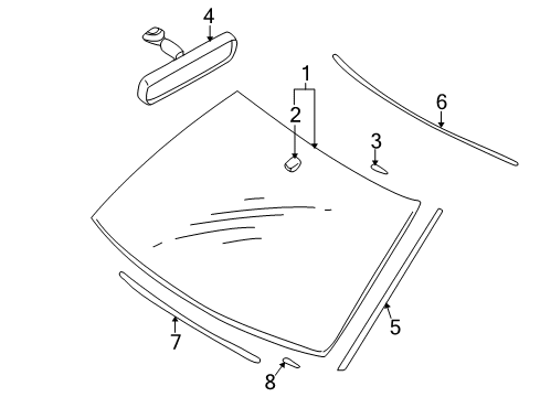 2005 Mitsubishi Lancer Windshield Diagram for MR991637