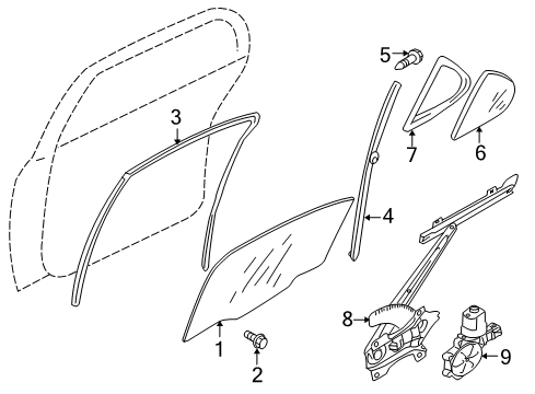 2008 Mitsubishi Lancer Glass - Door Diagram 4