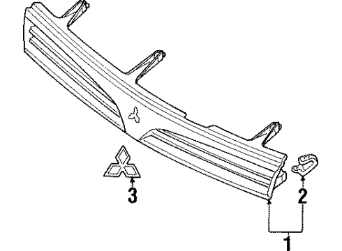 1999 Mitsubishi Mirage Grille & Components Diagram 2