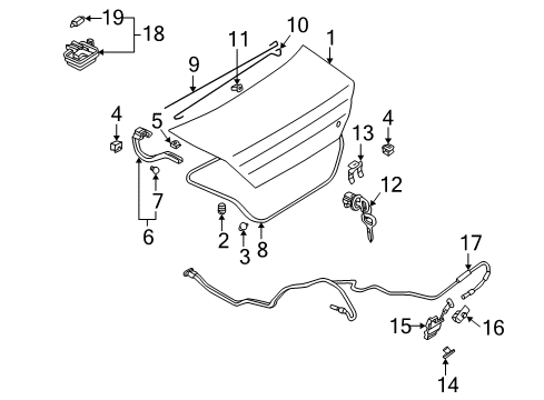2004 Mitsubishi Lancer Trunk Lid & Components Diagram 2