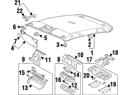1997 Mitsubishi Diamante Sunvisor Holder Gray Diagram for MR216998