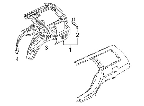 2004 Mitsubishi Lancer Inner Wheelhouse, Passenger Side Diagram for MN186666