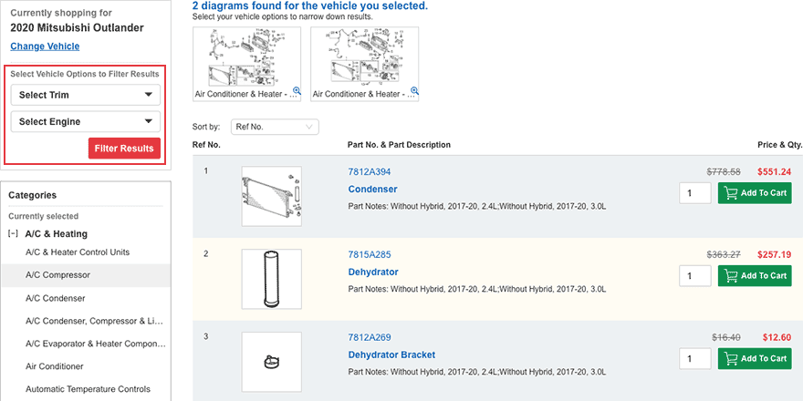 The part I'm looking for has multiple listings, what do I do?